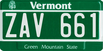 VT license plate ZAV661
