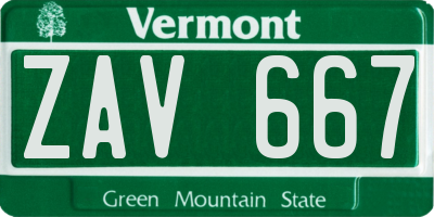 VT license plate ZAV667