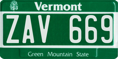 VT license plate ZAV669