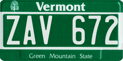 VT license plate ZAV672