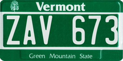 VT license plate ZAV673