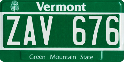 VT license plate ZAV676