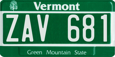 VT license plate ZAV681