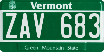 VT license plate ZAV683