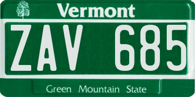 VT license plate ZAV685