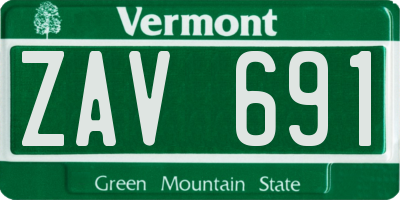 VT license plate ZAV691