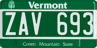 VT license plate ZAV693