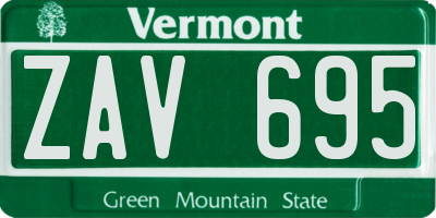 VT license plate ZAV695