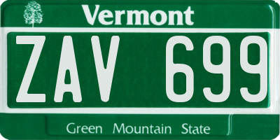 VT license plate ZAV699