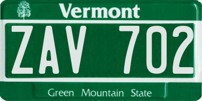 VT license plate ZAV702