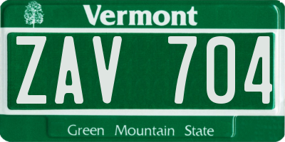 VT license plate ZAV704