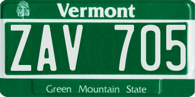 VT license plate ZAV705