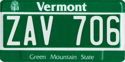 VT license plate ZAV706