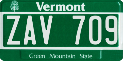 VT license plate ZAV709