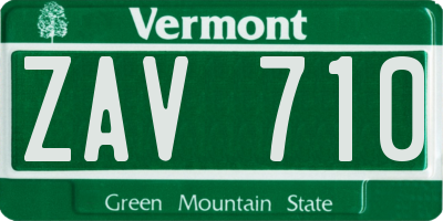 VT license plate ZAV710