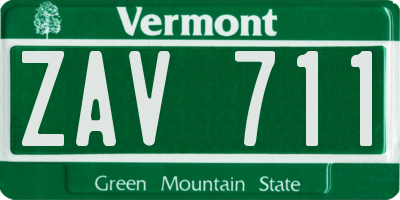 VT license plate ZAV711