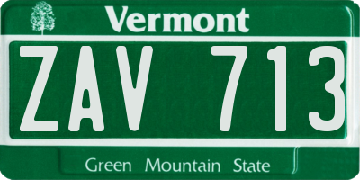 VT license plate ZAV713