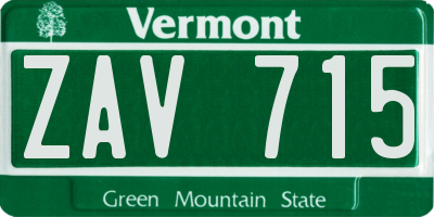 VT license plate ZAV715