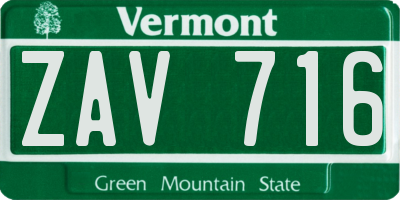 VT license plate ZAV716