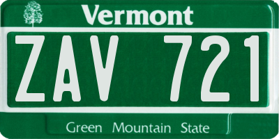 VT license plate ZAV721