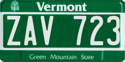VT license plate ZAV723