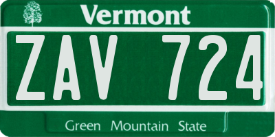 VT license plate ZAV724