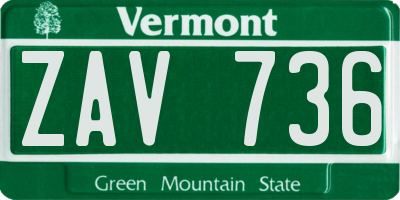 VT license plate ZAV736