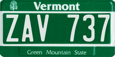 VT license plate ZAV737