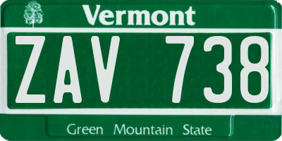 VT license plate ZAV738