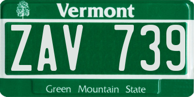 VT license plate ZAV739