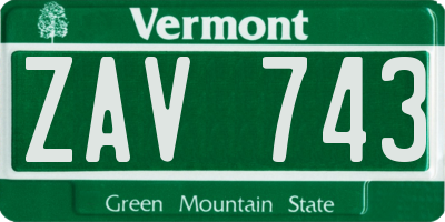 VT license plate ZAV743