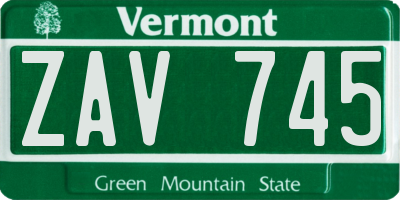 VT license plate ZAV745