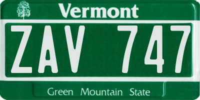 VT license plate ZAV747