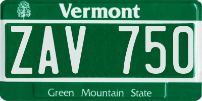 VT license plate ZAV750