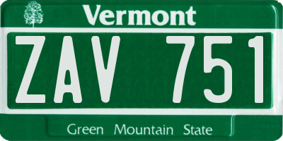 VT license plate ZAV751