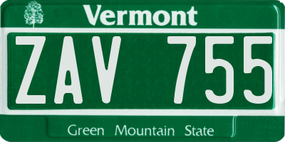 VT license plate ZAV755