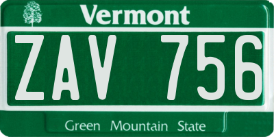 VT license plate ZAV756
