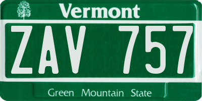 VT license plate ZAV757