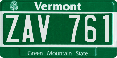 VT license plate ZAV761