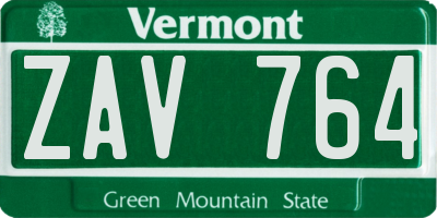 VT license plate ZAV764