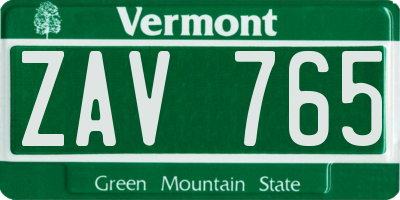 VT license plate ZAV765