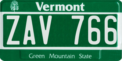 VT license plate ZAV766