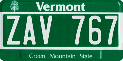 VT license plate ZAV767