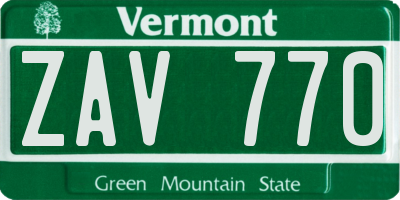 VT license plate ZAV770