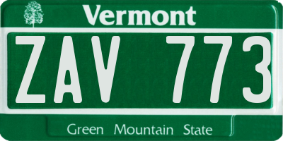 VT license plate ZAV773