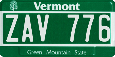 VT license plate ZAV776