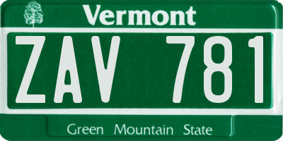 VT license plate ZAV781