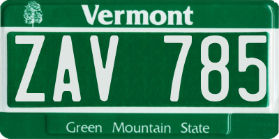 VT license plate ZAV785
