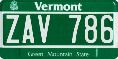 VT license plate ZAV786