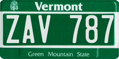 VT license plate ZAV787